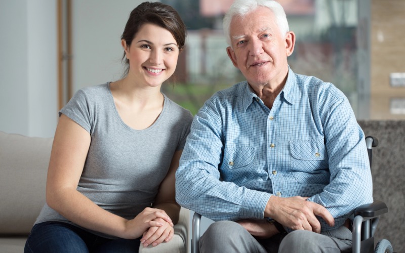caretaker and elderly man