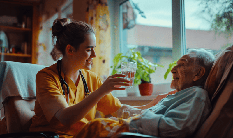 beautiful nurse assisting the patient